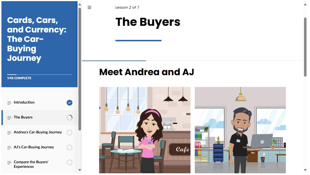 car buying journey module screenshot